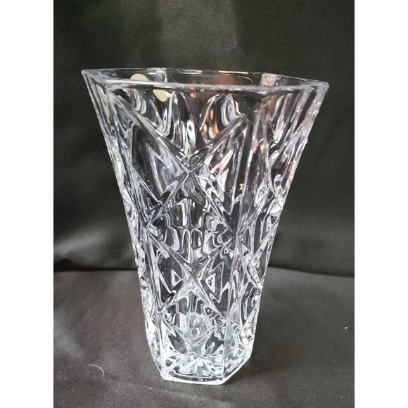 Cristal France Garanti Plus Vase Genuine Lead Crystal Star Pattern 5" - Picture 8 of 12